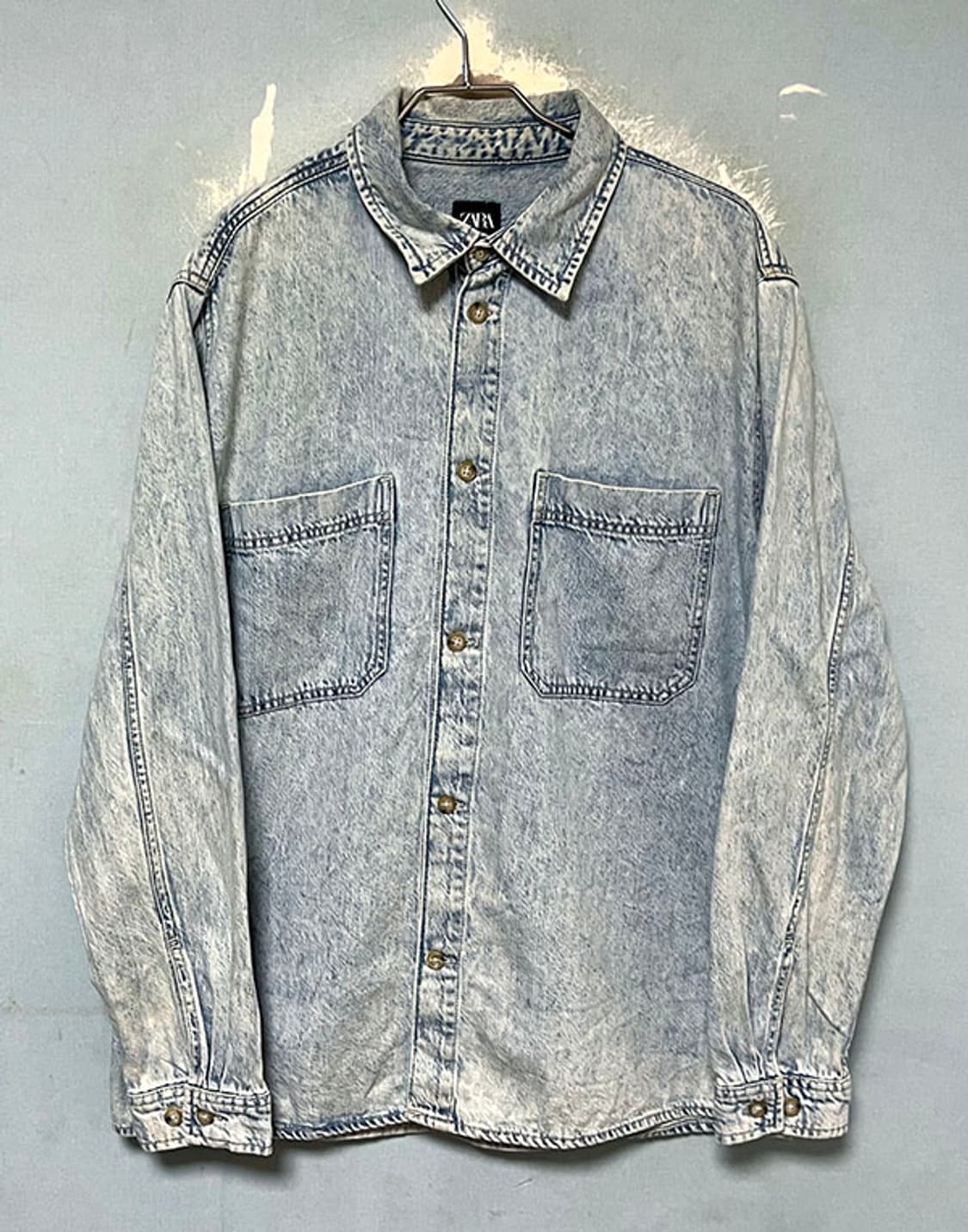 ZARA 자라 남자 데님셔츠 헤비 청남방 투포켓 추동 L 100-105 상품이미지1