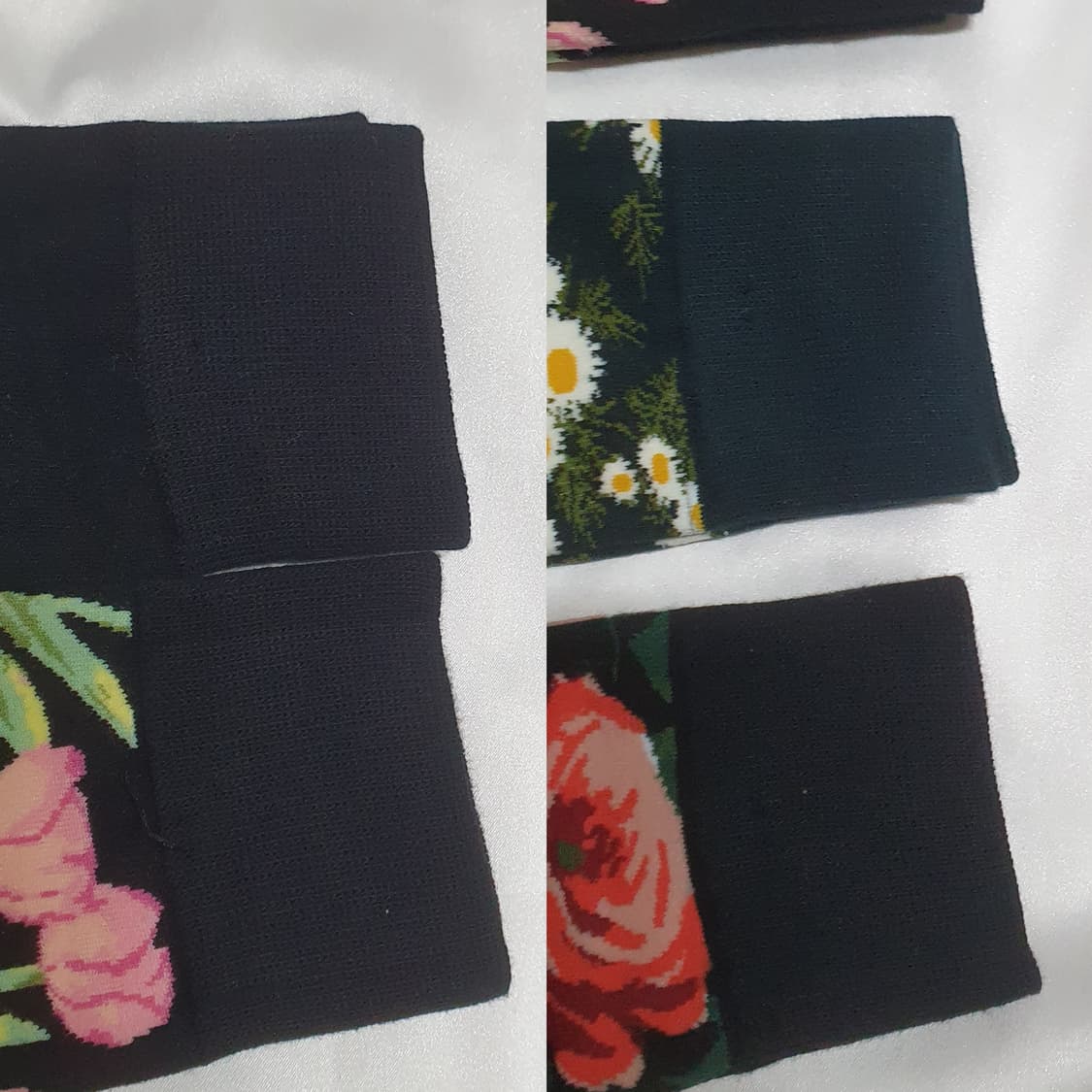 퍼플 그린 옐로우 꽃패턴 양말 상품이미지4