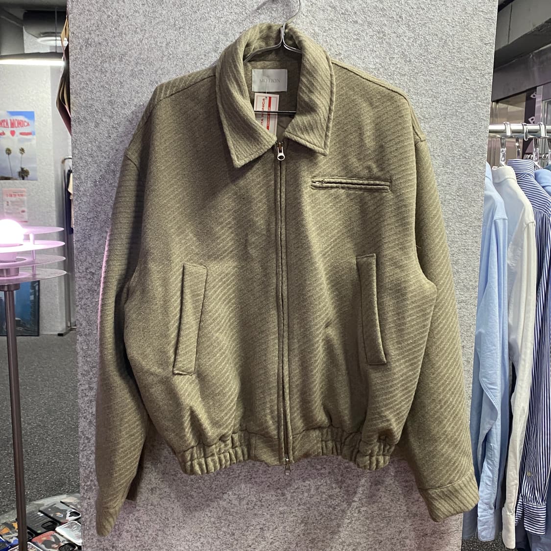 빈티지 모션 스웨이드 스트라이프 투웨이 집업 B3074 상품이미지2