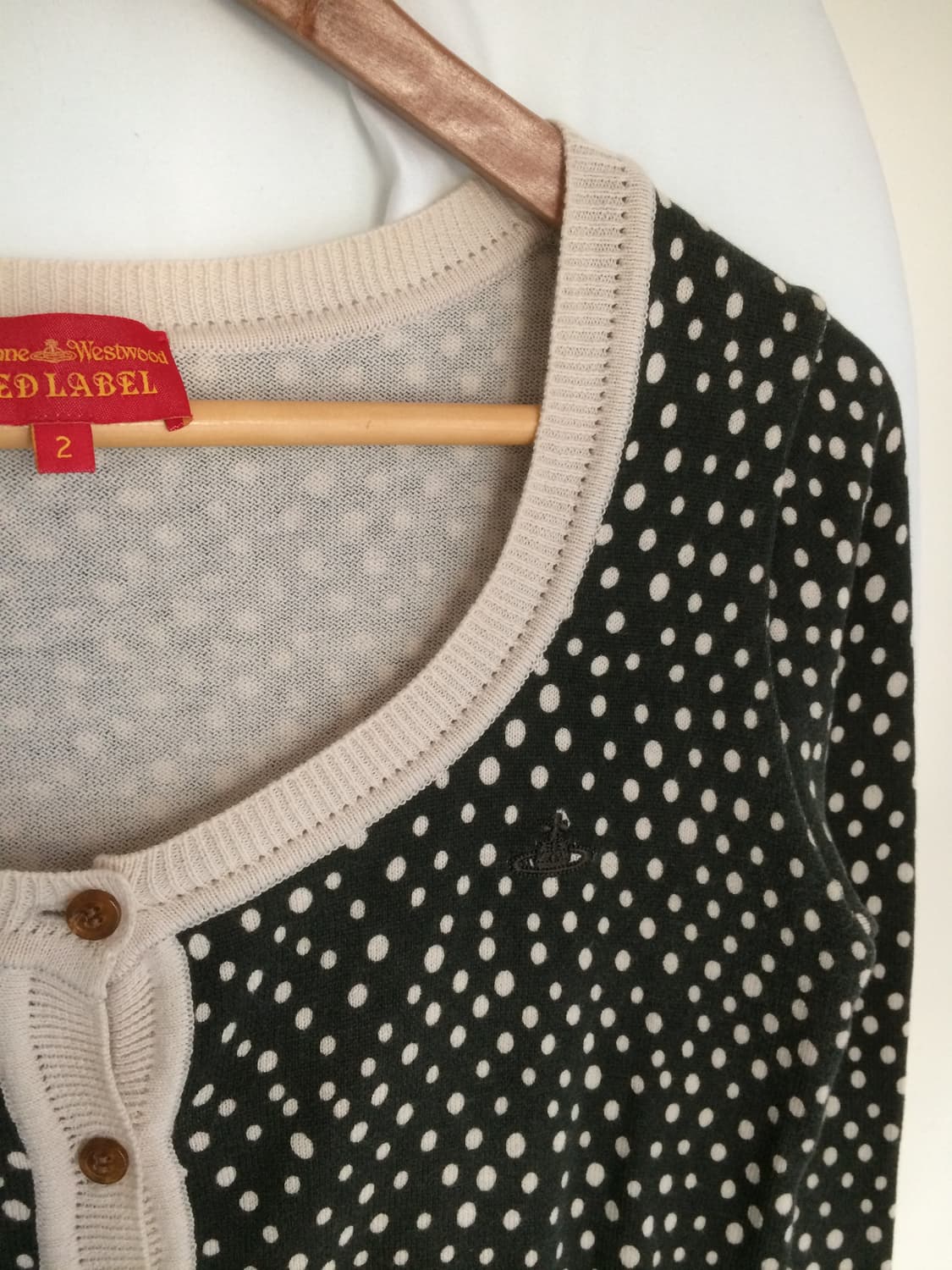 비비안 웨스트우드 도트 땡땡이 오알비 자수 니트 가디건 상품이미지2