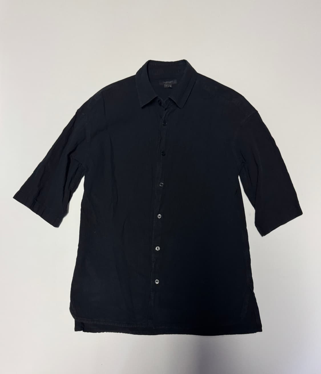 질스튜어트 옴므 미니멀 코튼 반팔 셔츠 S 블랙 상품이미지1