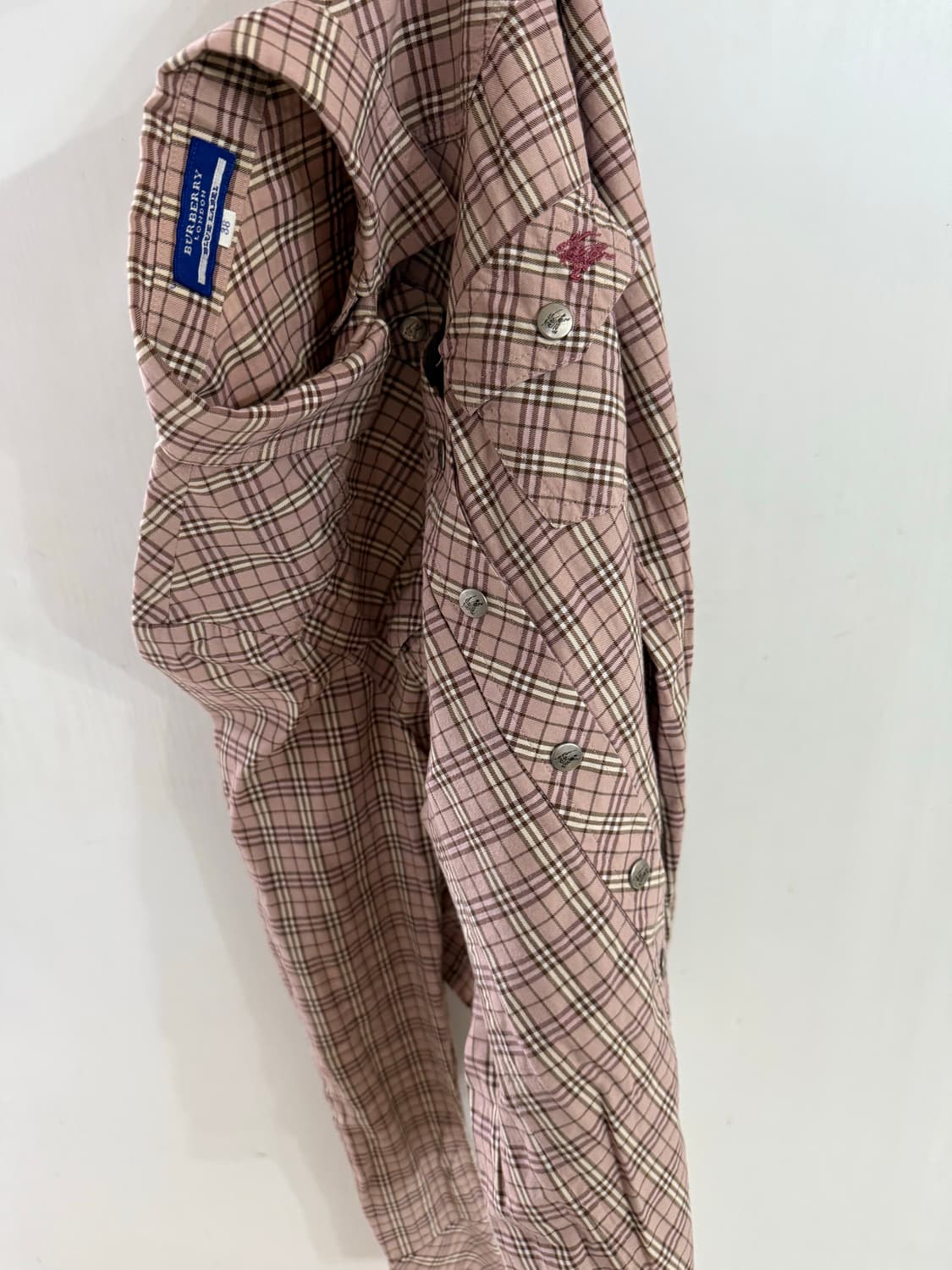 버버리 블루라벨 핑크 체크 셔츠 상품이미지6