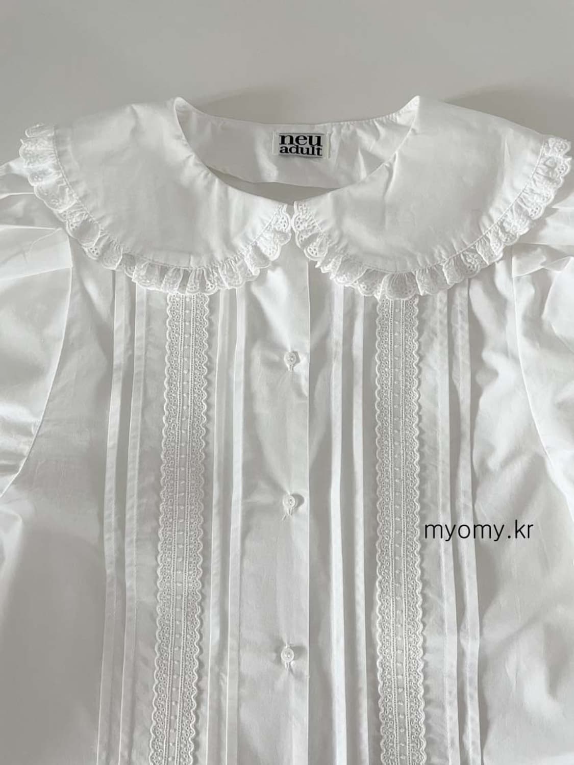 neuadult 노이어덜트 핀턱 로우웨이스트 원피스 퍼프 코튼 레이스 상품이미지4