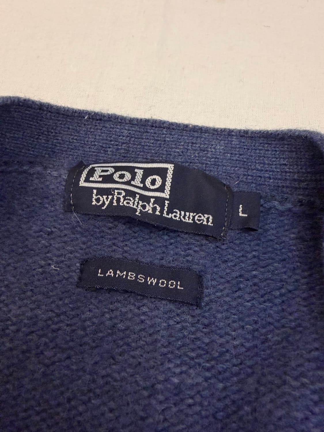 90s 폴로 랄프로랜 램스울 자개단추 가디건 네이비 블루 상품이미지5