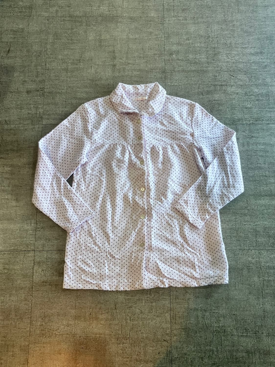 일본빈티지 Nable 하구미모리걸 할메카지 도트땡땡이 라운드셔츠 상품이미지1