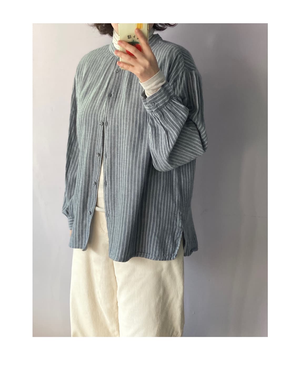 일본빈티지) 기모 스트라이프 블라우스 상품이미지2