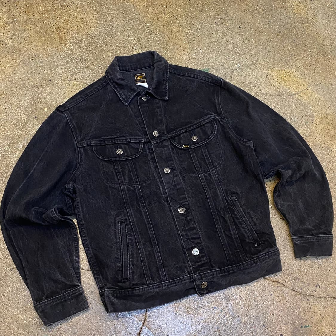 90s Made in USA 빈티지 리 하드락카페 흑청 데님자켓 청자켓 상품이미지5