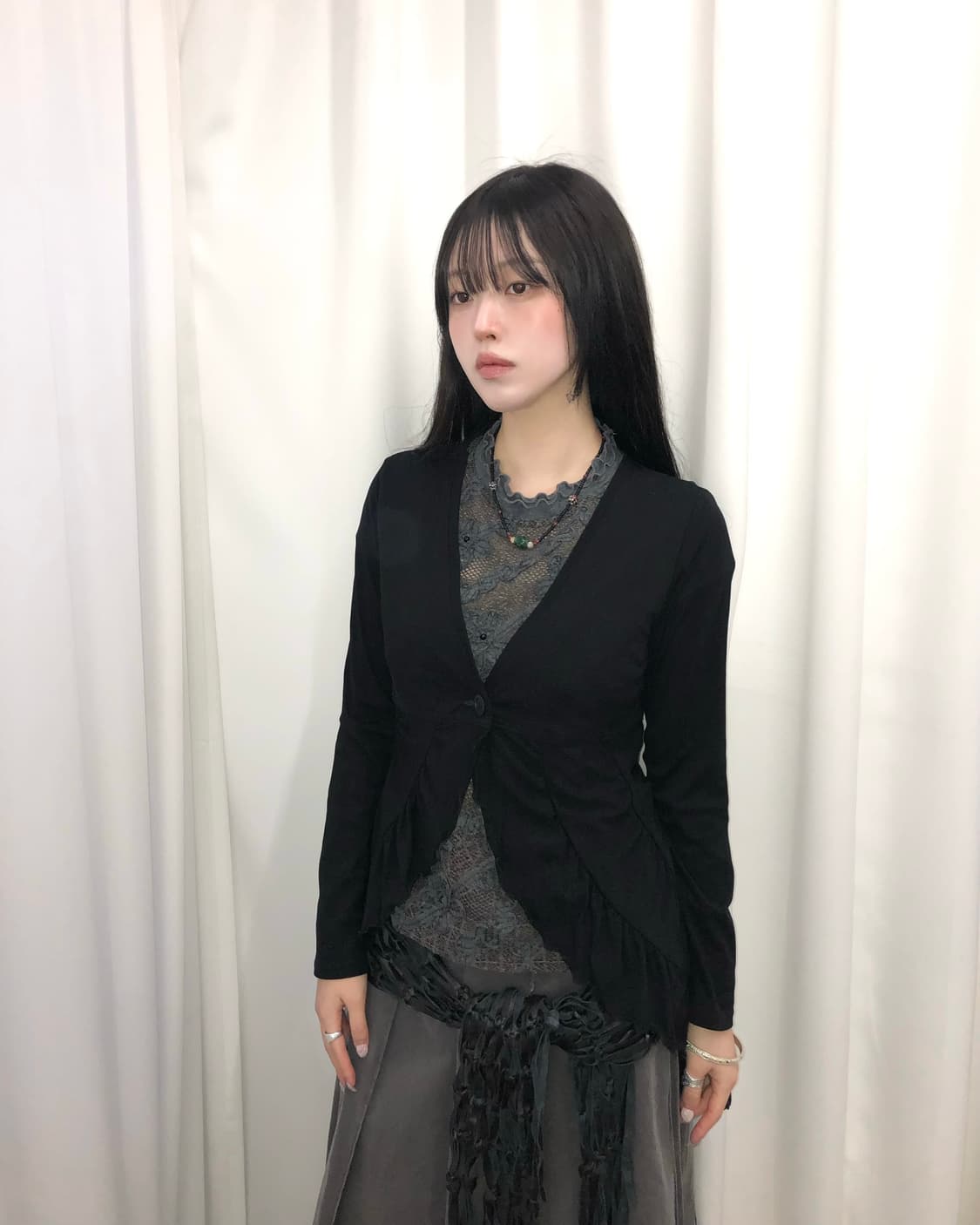 블랙 프릴 가디건 상품이미지1