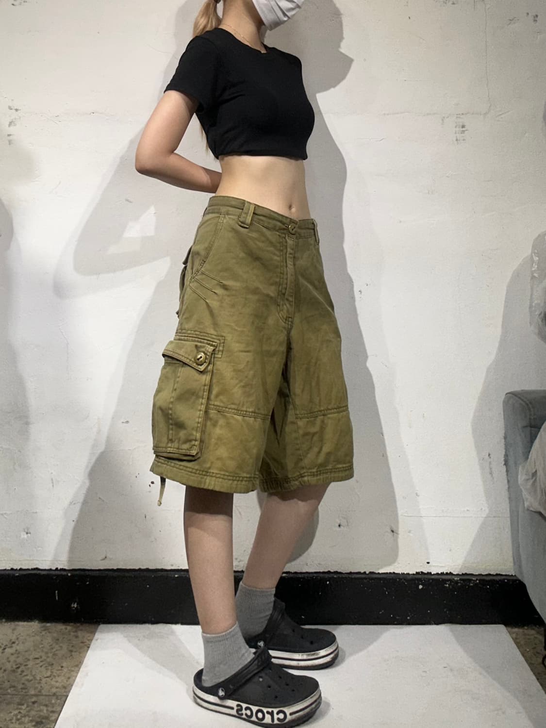 로카웨어 빈티지 카키 올드스쿨 버뮤다 팬츠 카고 반바지 36 상품이미지1