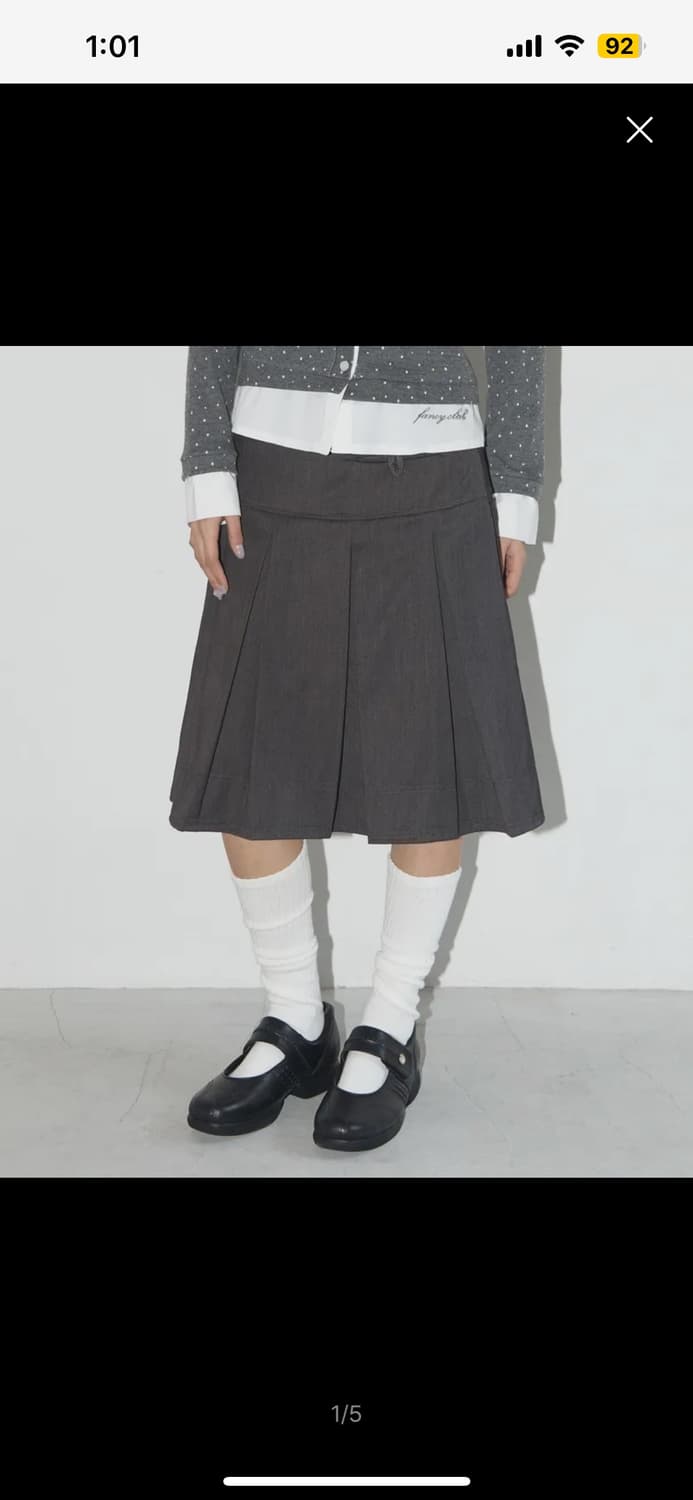 팬시클럽 포멀 버튼 플리츠 미디 스커트 상품이미지1