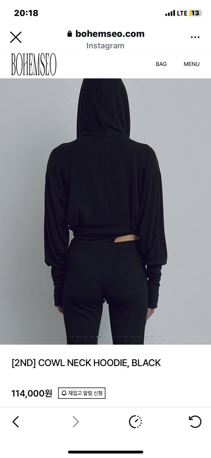 보헤미안서울 카울 넥 후드 블랙 상품이미지2