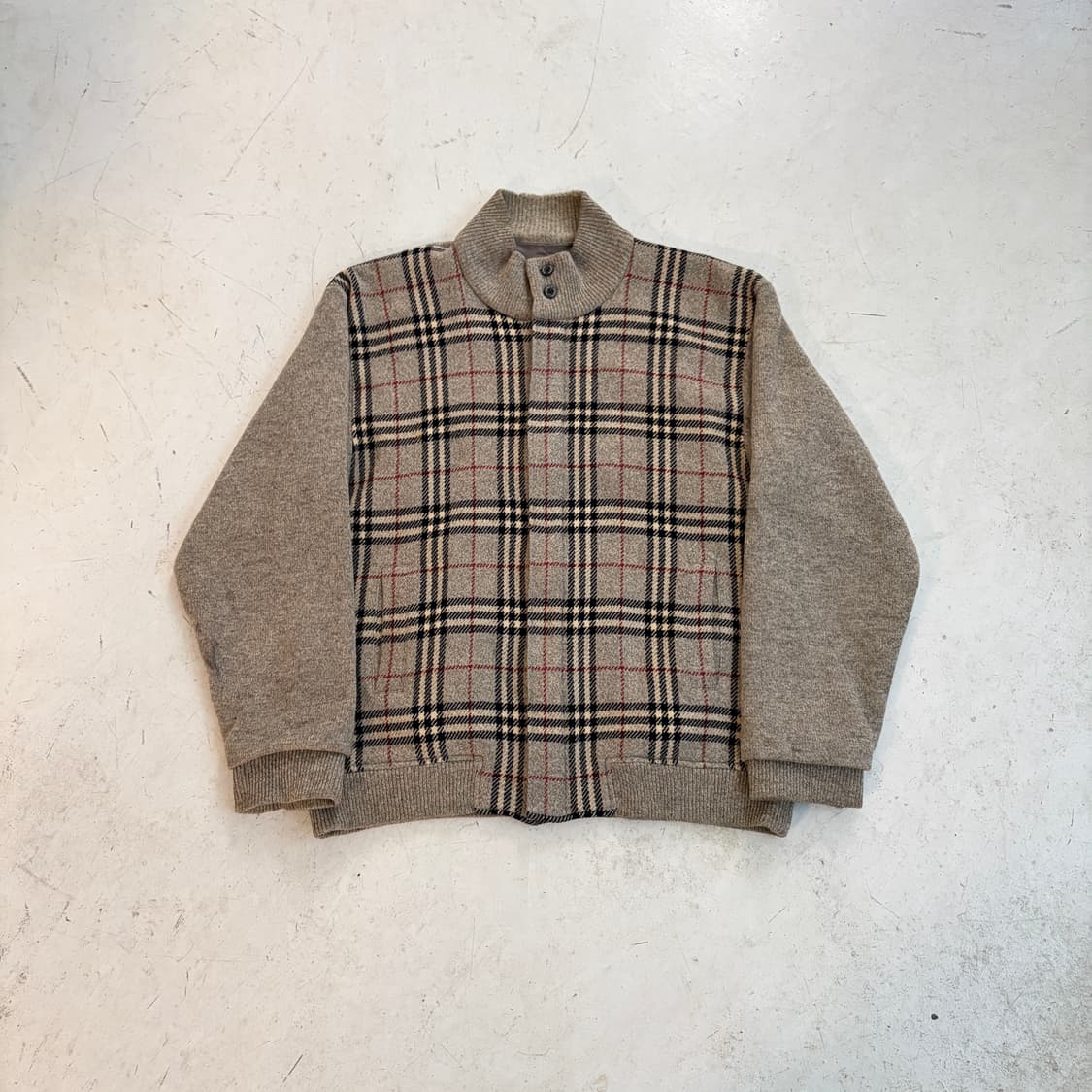 버버리 체크 울 니트 봄버자켓 L 상품이미지1