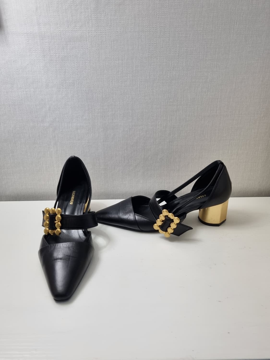 성수동수제화/살롱드주 블랙 골드 버클 힐235 상품이미지1