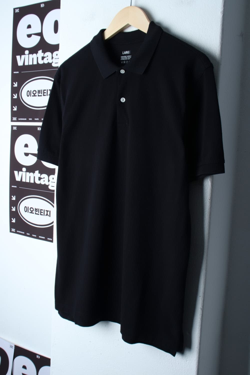 (L-XL) 지오다노 반팔 카라 티셔츠 블랙 무지 기본-H32829 상품이미지1