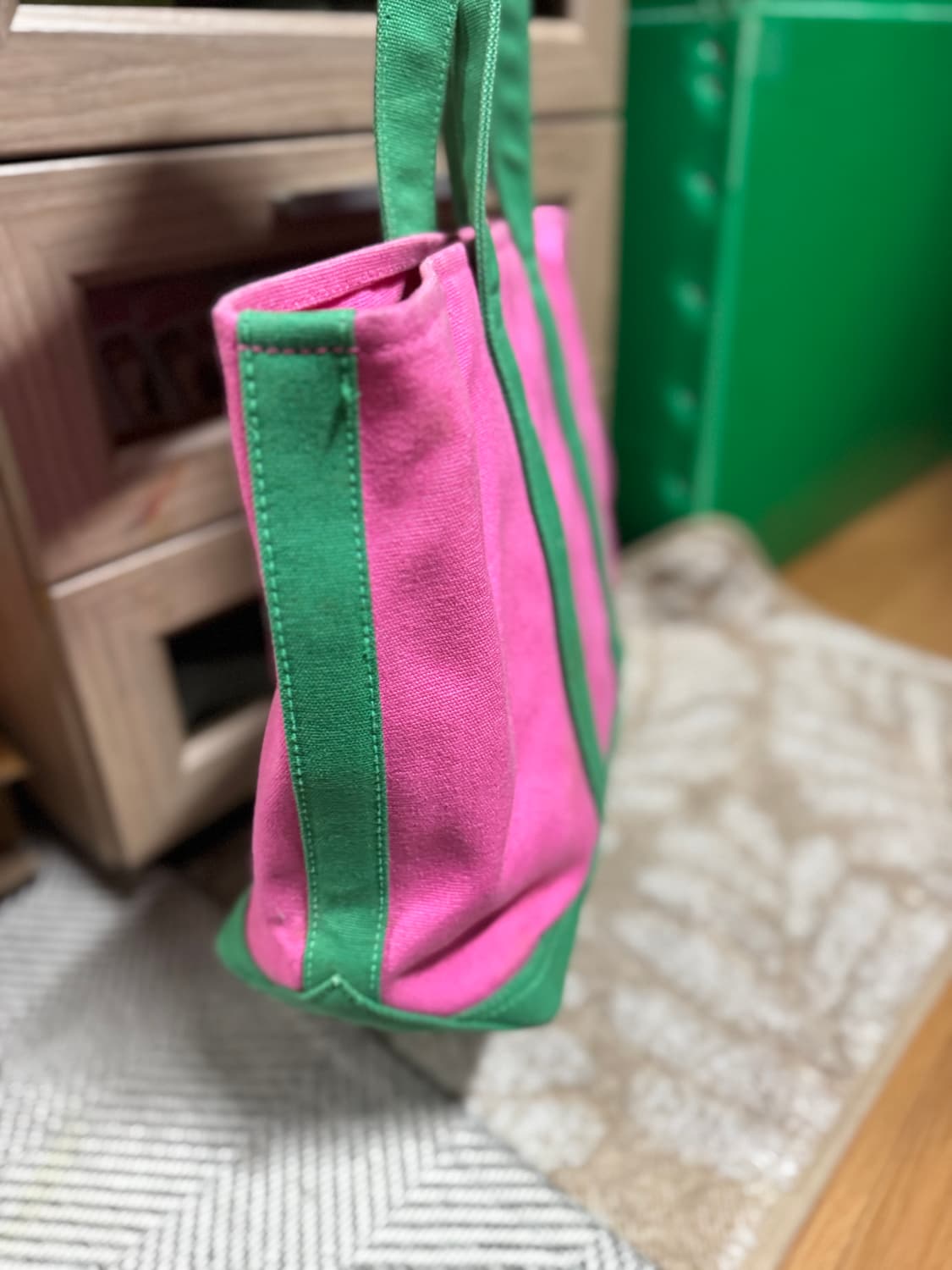 폴로 랄프로렌 핑크 그린 빅포니 토트백  상품이미지6