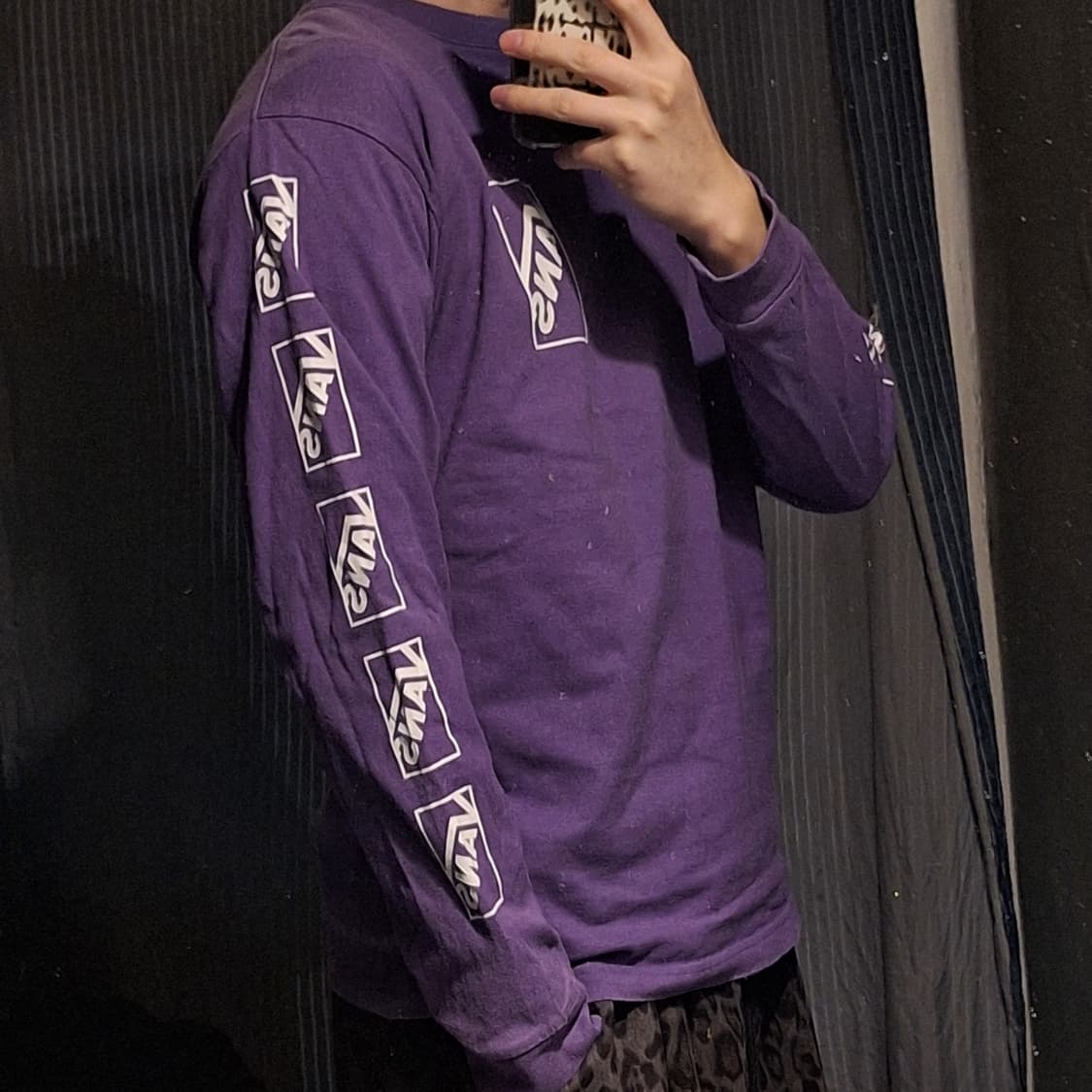 반스 피그먼트 퍼플 화이트 멀티로고 스케이트보드 긴팔 티셔츠 롱슬리브 M 상품이미지2