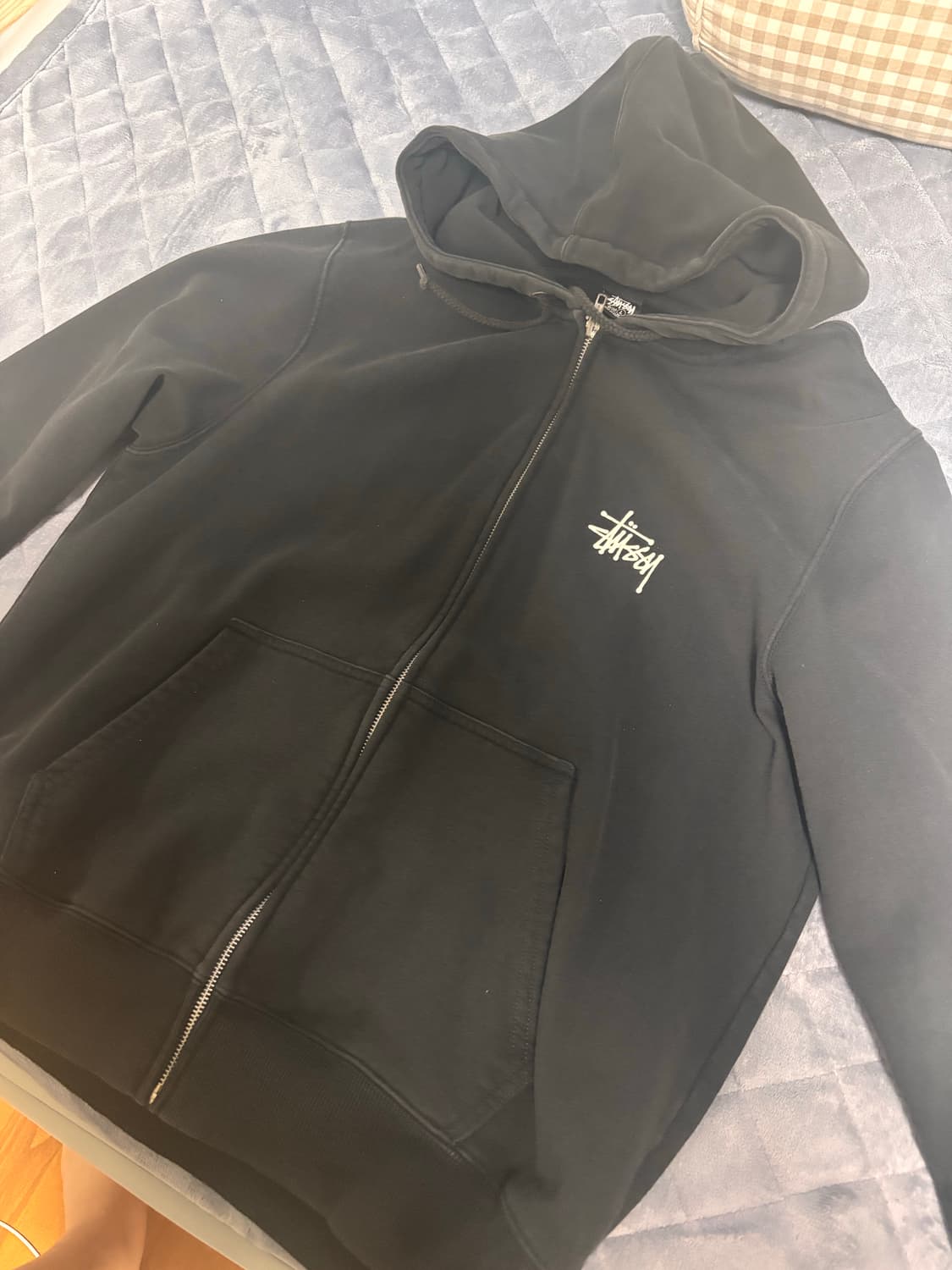 [L] 정품 스투시 베이직 로고 후드집업 블랙 상품이미지1