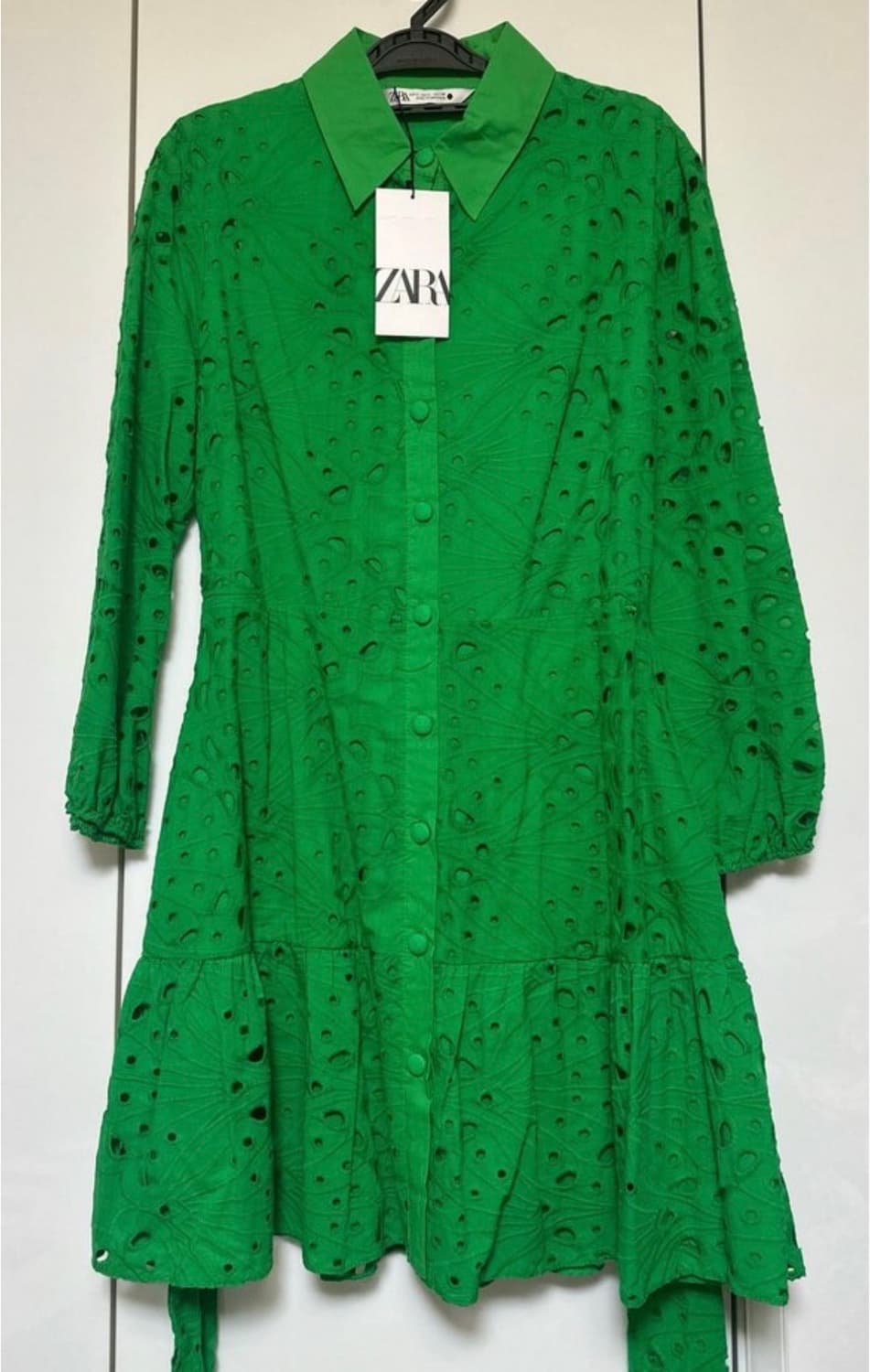 자라 그린 아일렛 펀칭 셔츠 원피스 상품이미지1