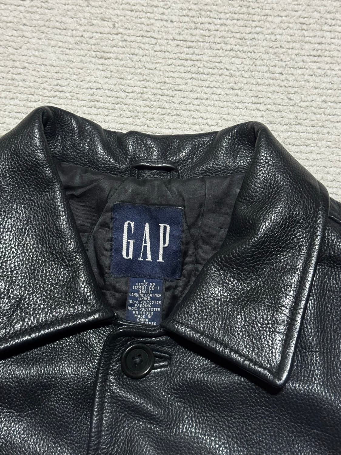 90s GAP 카우레더 카 코트 블랙 L 상품이미지3