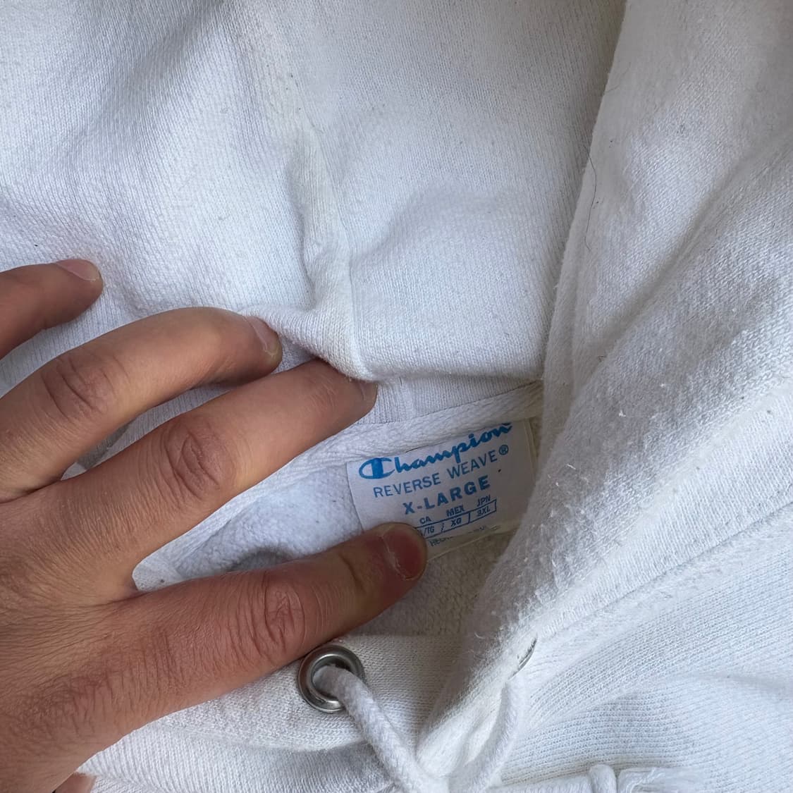 챔피온 일본판 리버스위브 화이트 빅로고 후드티 XL 상품이미지6