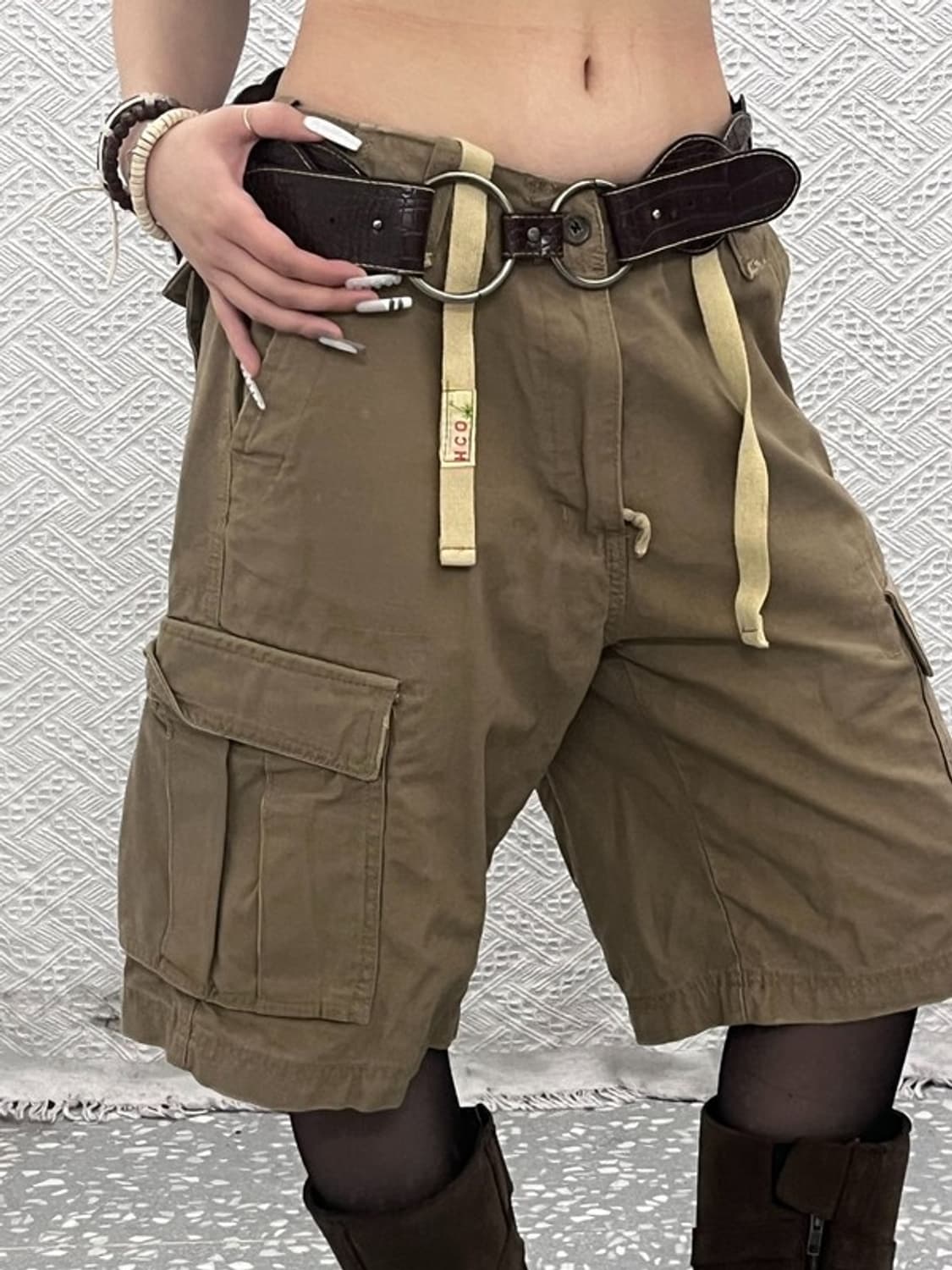 빈티지 보헤미안 웨스턴 와이드 버클 아일렛 벨트 C10849 상품이미지2