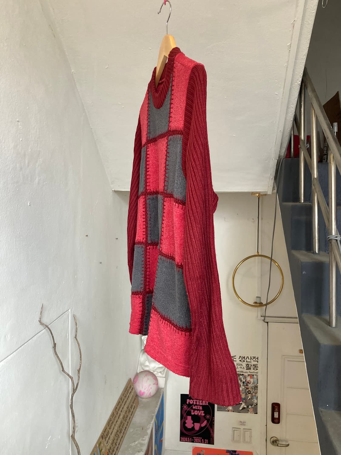 빈티지 버건디 패치 니트 상품이미지4