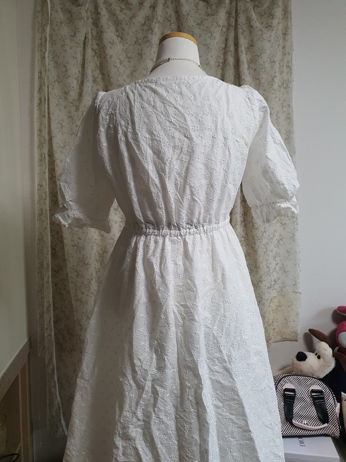 [일본빈티지] 화이트 펀칭 레이스 롱 원피스 상품이미지4