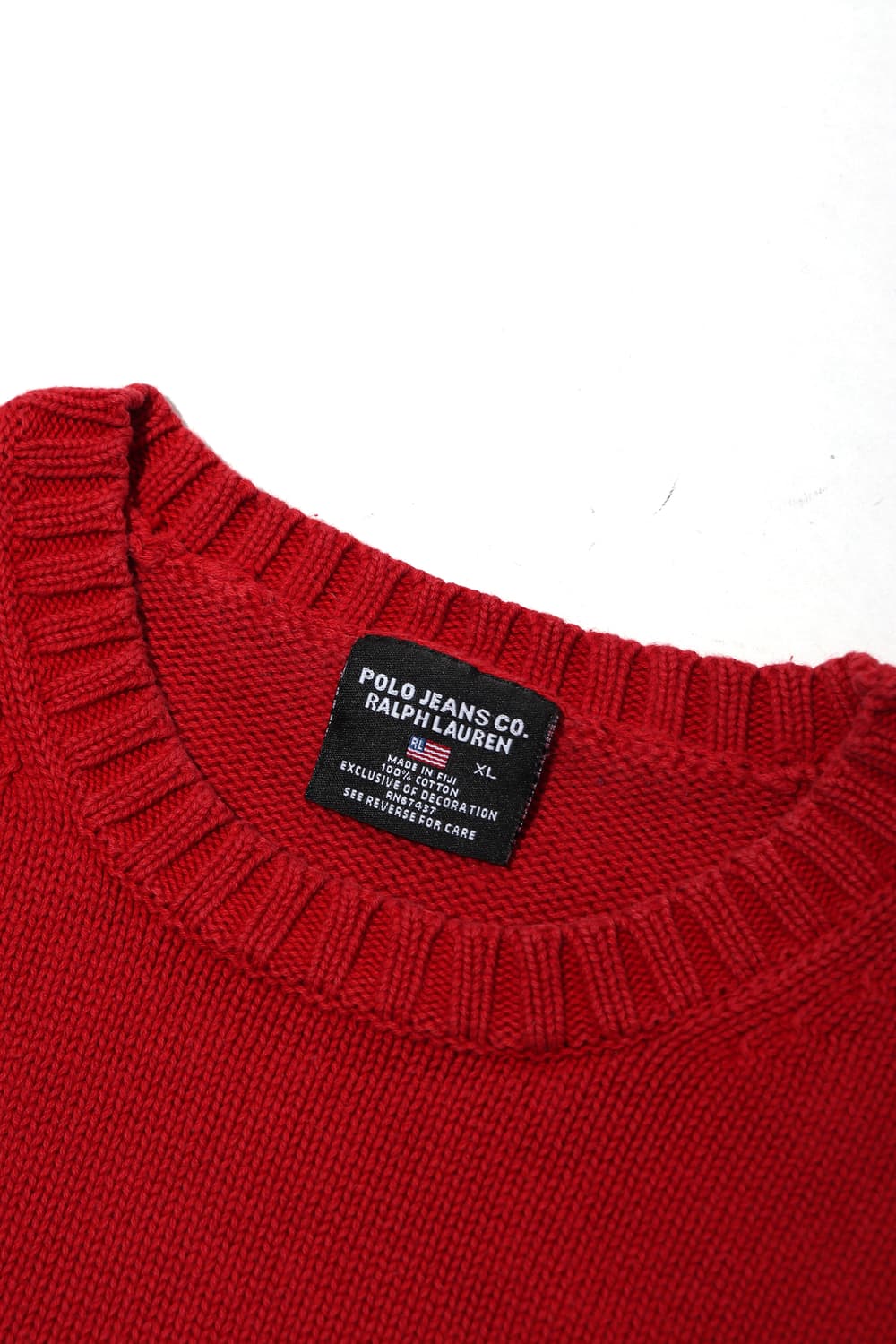 POLO JEANS 빅로고 코튼 레드 니트 size XL 상품이미지4