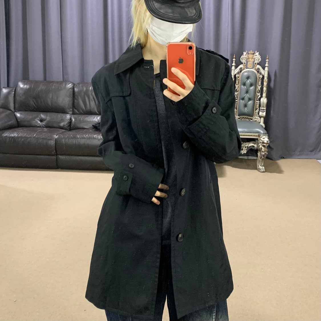 에르메네 질도 제냐 견장 벨티드 피쉬테일 트렌치 하프코트 XL 남녀공용 상품이미지2