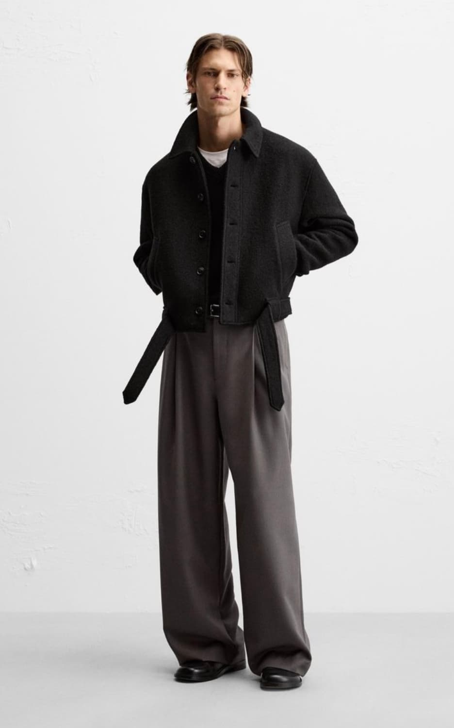 자라 ZARA 부클 텍스처 울 점퍼 38사이즈 상품이미지2