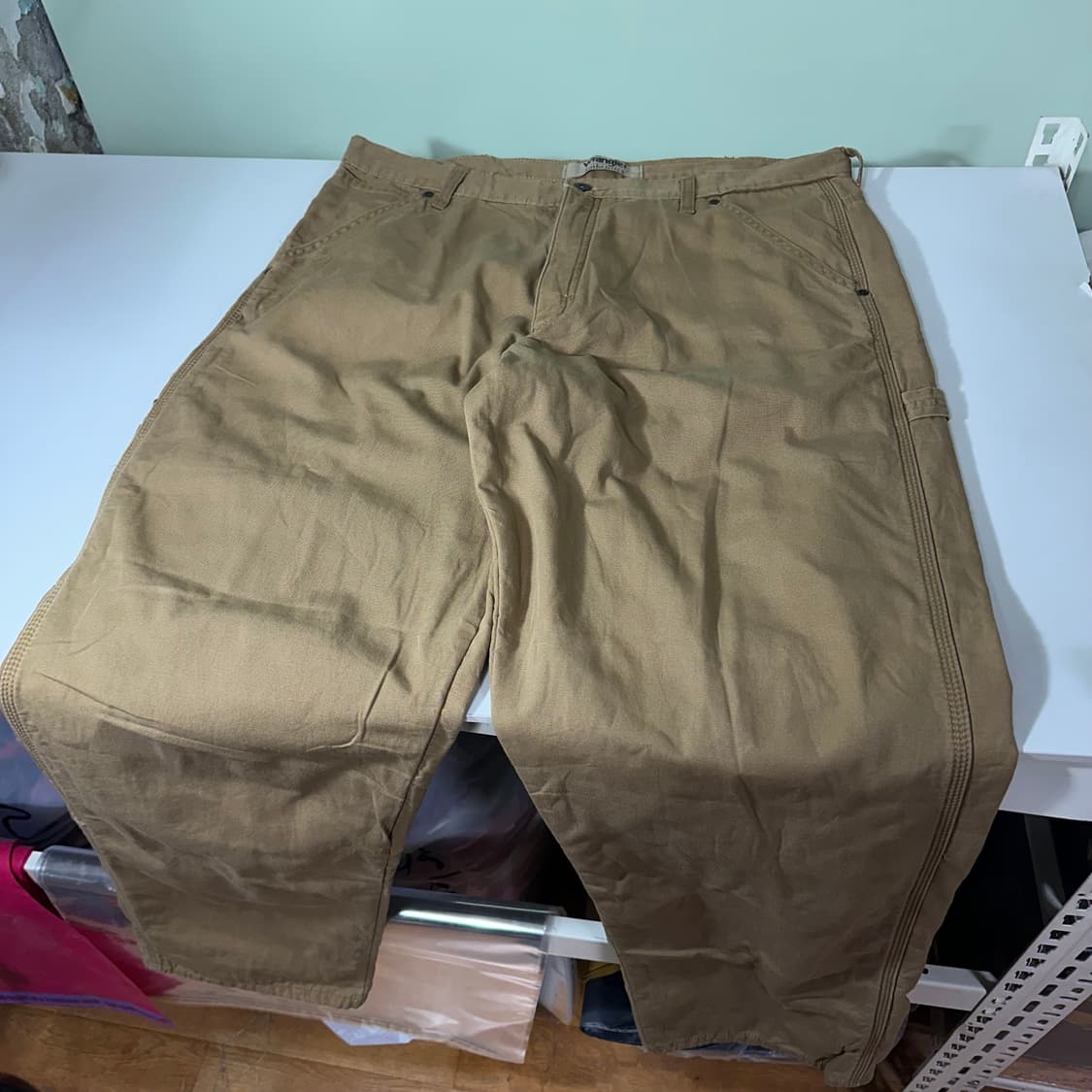 36 랭글러 베이지 레귤러핏 기모 워크 카펜터팬츠 상품이미지3