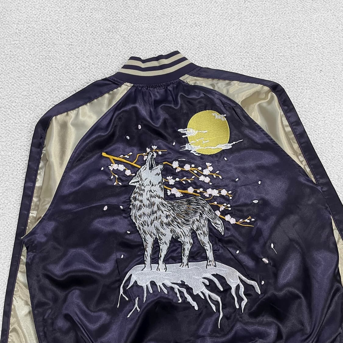 일심여경 Jpn 제패니즈 오리엔탈 울프 자수 스카쟌 자켓 퍼플 상품이미지3