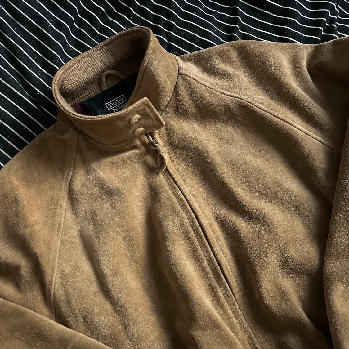 90s 폴로 스웨이드 헤링턴 자켓 L 베이지 상품이미지5