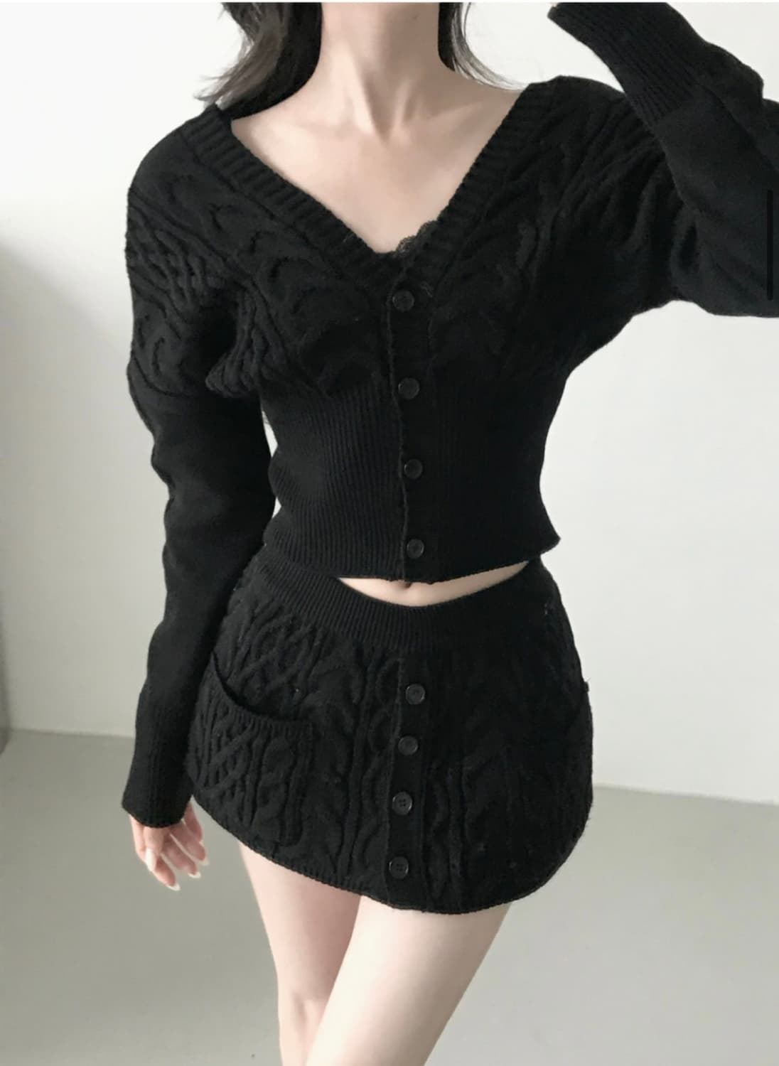 디어 니트 셋업 블랙 상품이미지1