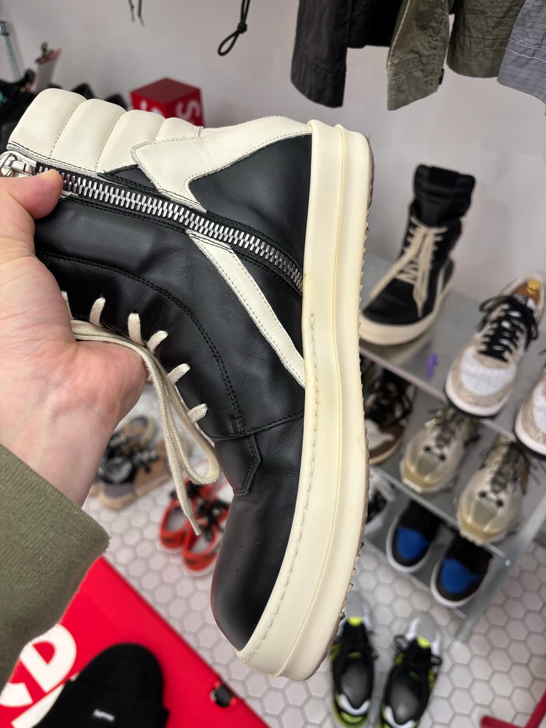 릭오웬스 지오바스켓 검/흰 43 상품이미지4