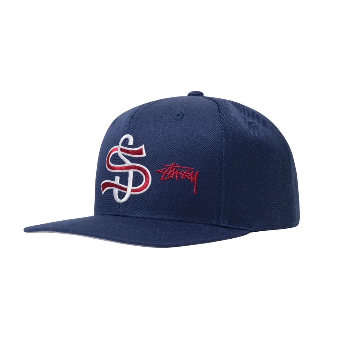 스투시 빅 리그 포인트 크라운 캡 라이트 네이비 스냅백 상품이미지1