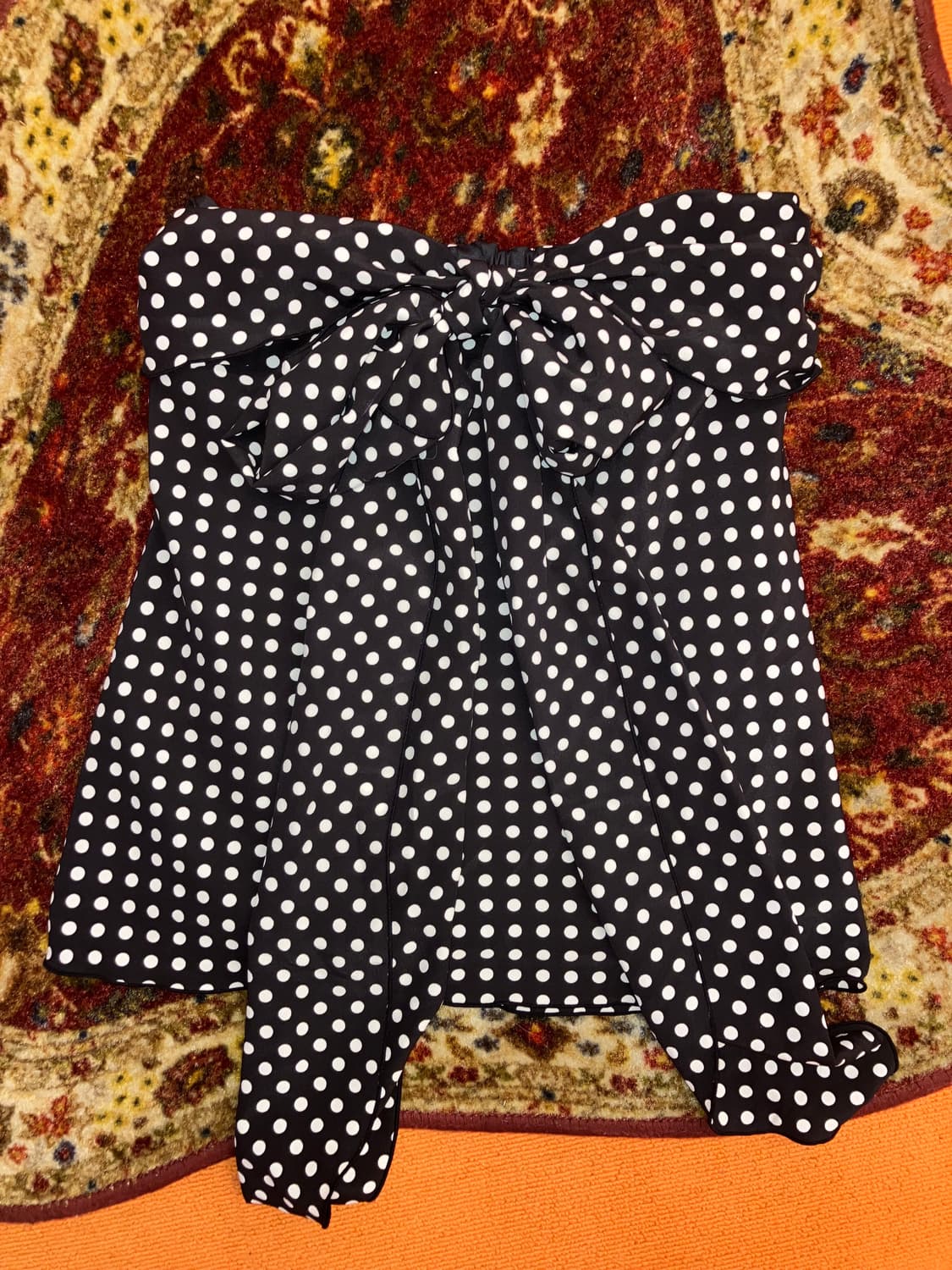 jpn 도트 리본 오프숄더 탑 상품이미지2