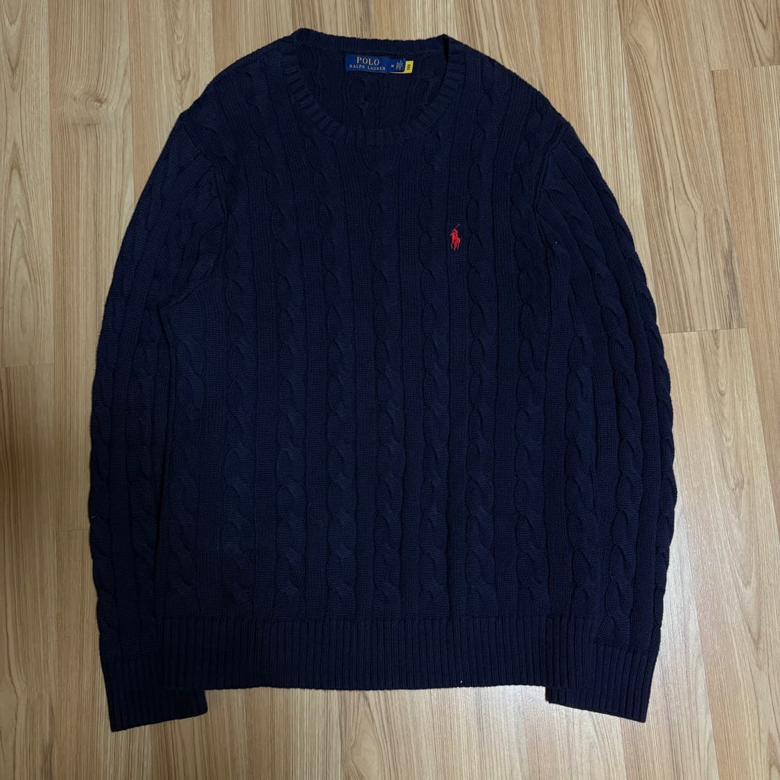 폴로 랄프로렌 포니 케이블 니트 네이비 M(L) (매장 QR정품) 상품이미지3
