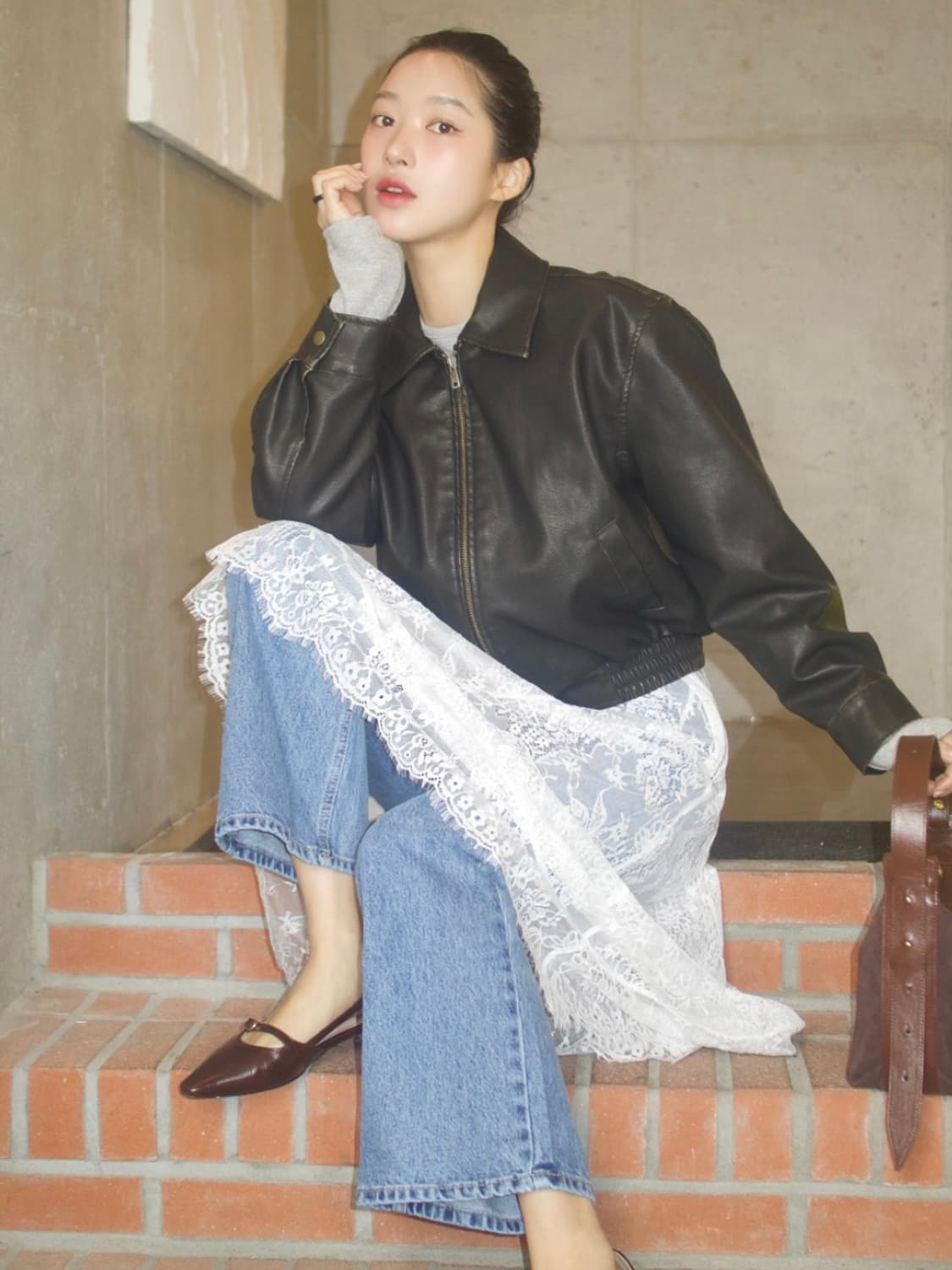 랭앤루 레더 봄버 자켓 상품이미지1