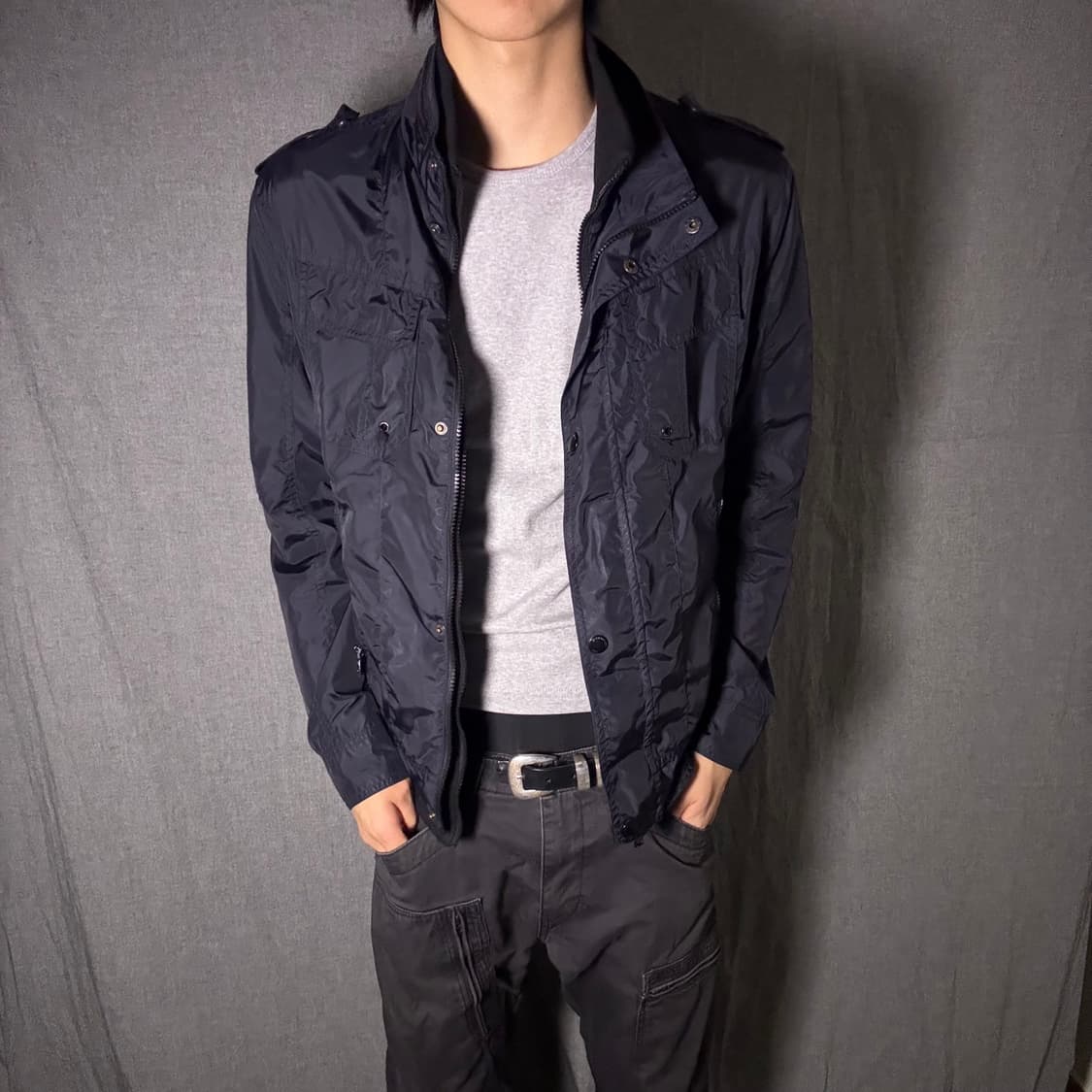 y2k 포켓 바람막이 자켓 네이비 상품이미지2