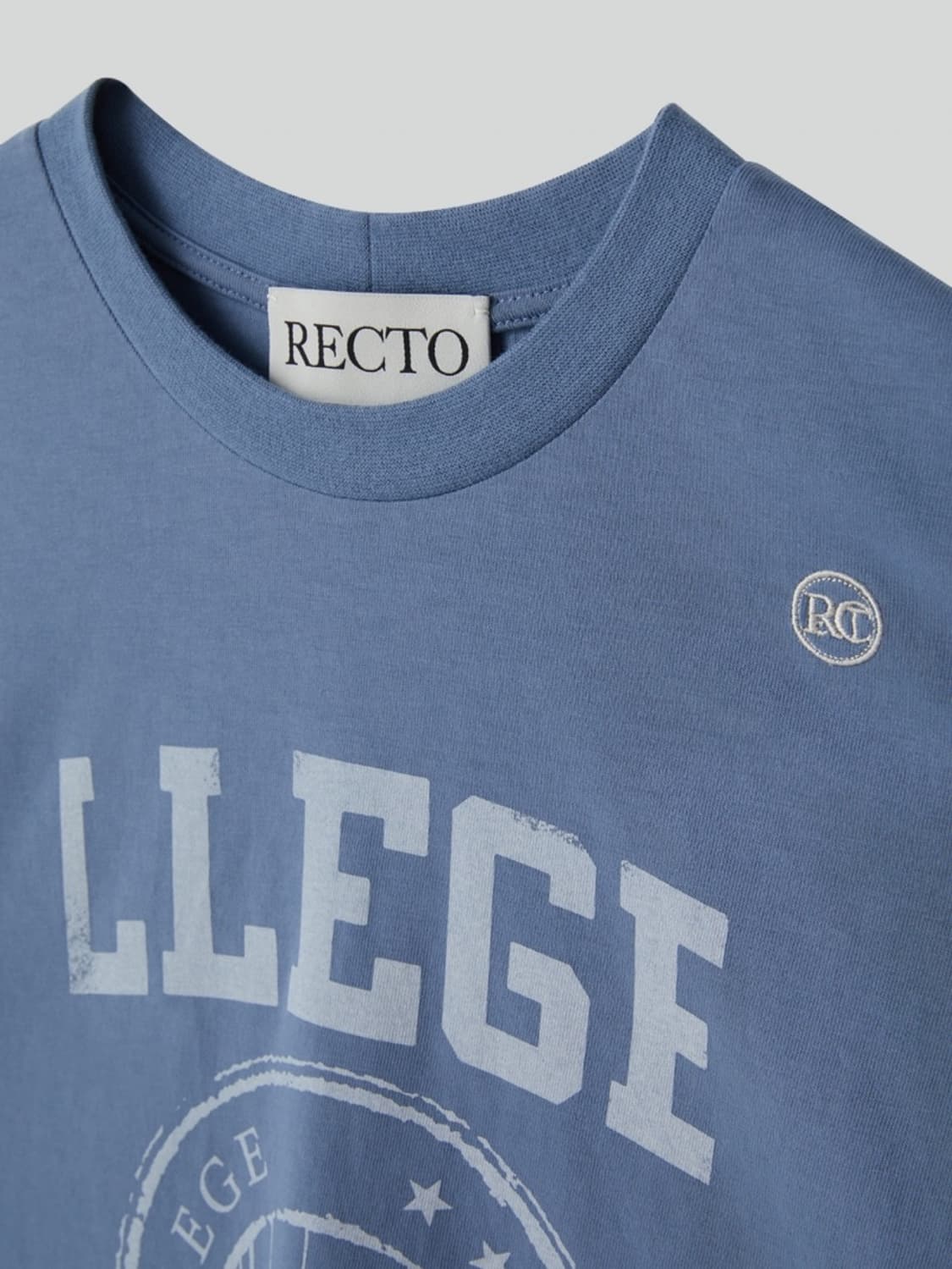 렉토 RECTO LLEGE 리지 로고 반팔티셔츠 카메오 블루 상품이미지3