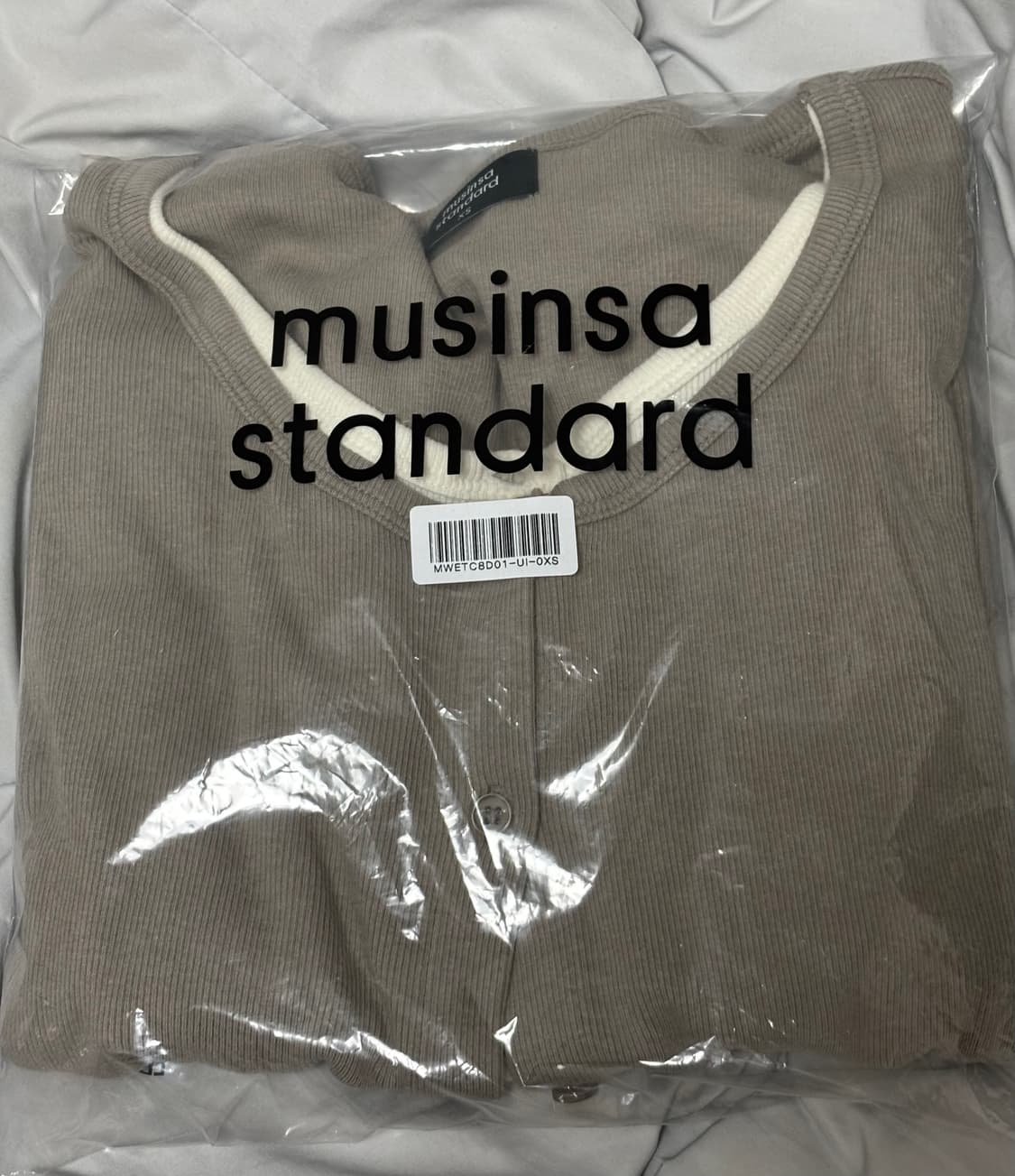 우먼즈 리브드 슬림 스쿱 넥 레이어드 저지 가디건 [더스티 베이지] 상품이미지2