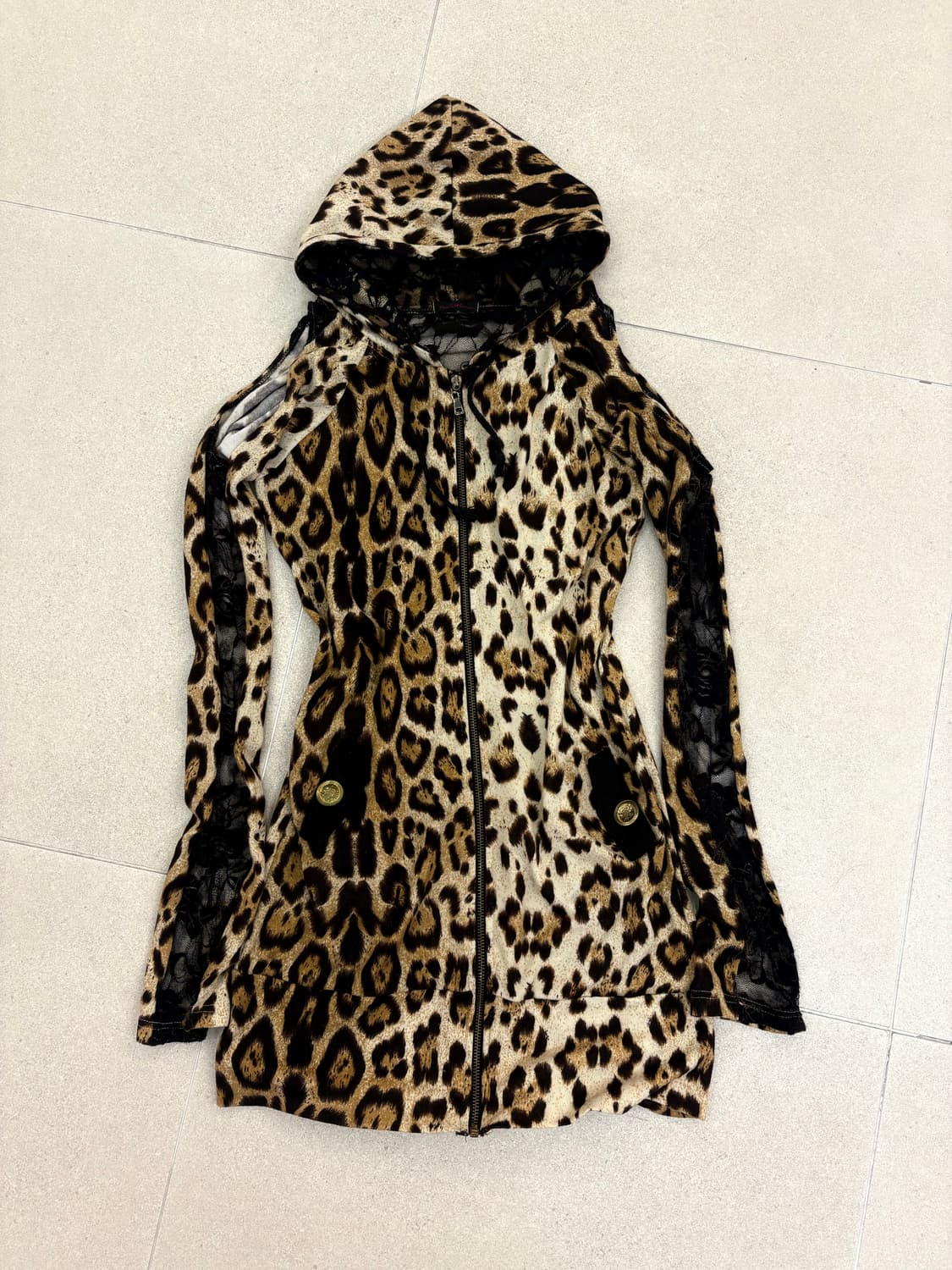 레오파드 오프숄더 레이스 원피스 상품이미지1