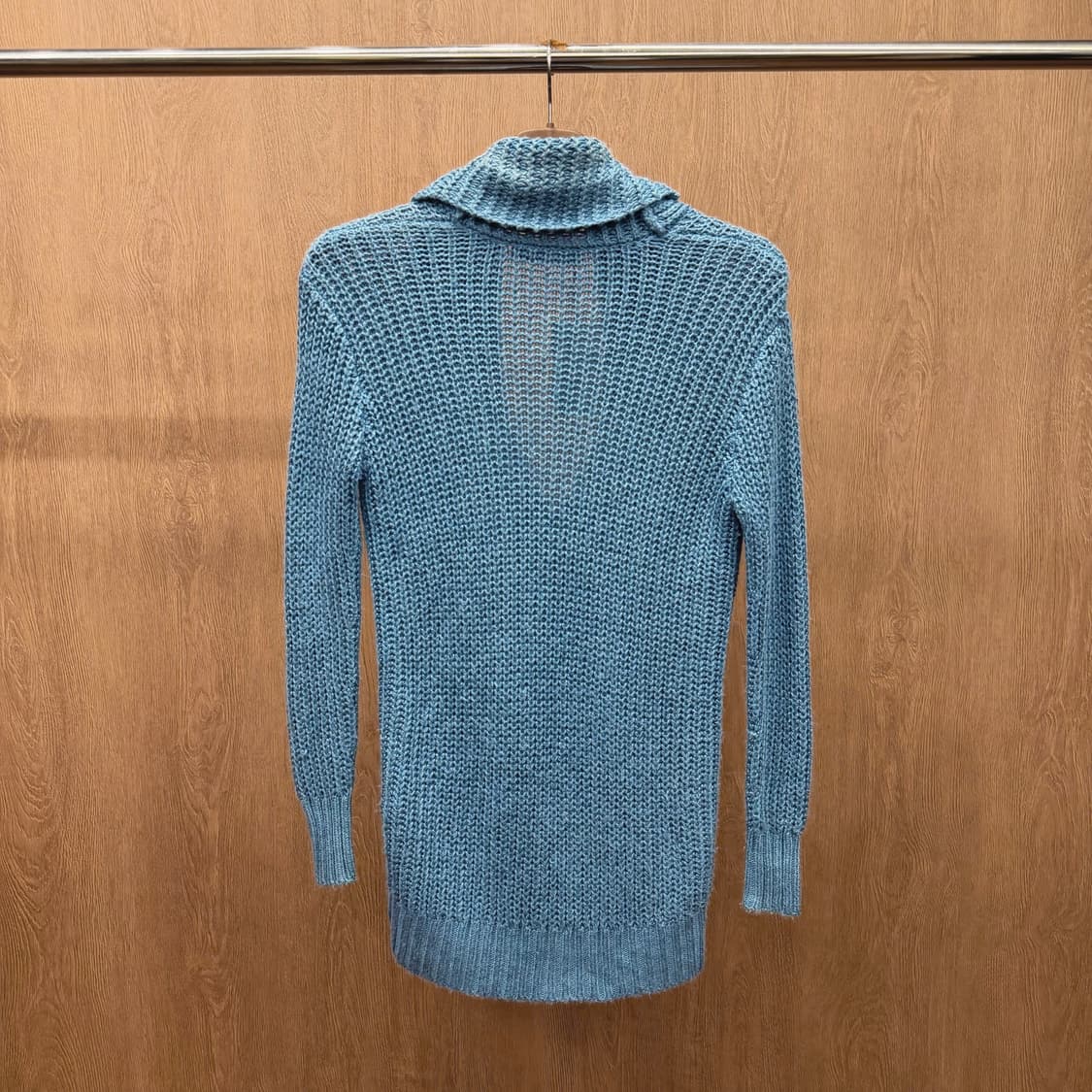 폴로 랄프 로렌 니트 가디건 숄카라 오픈워크 조직 디테일 더스티 블루 상품이미지3