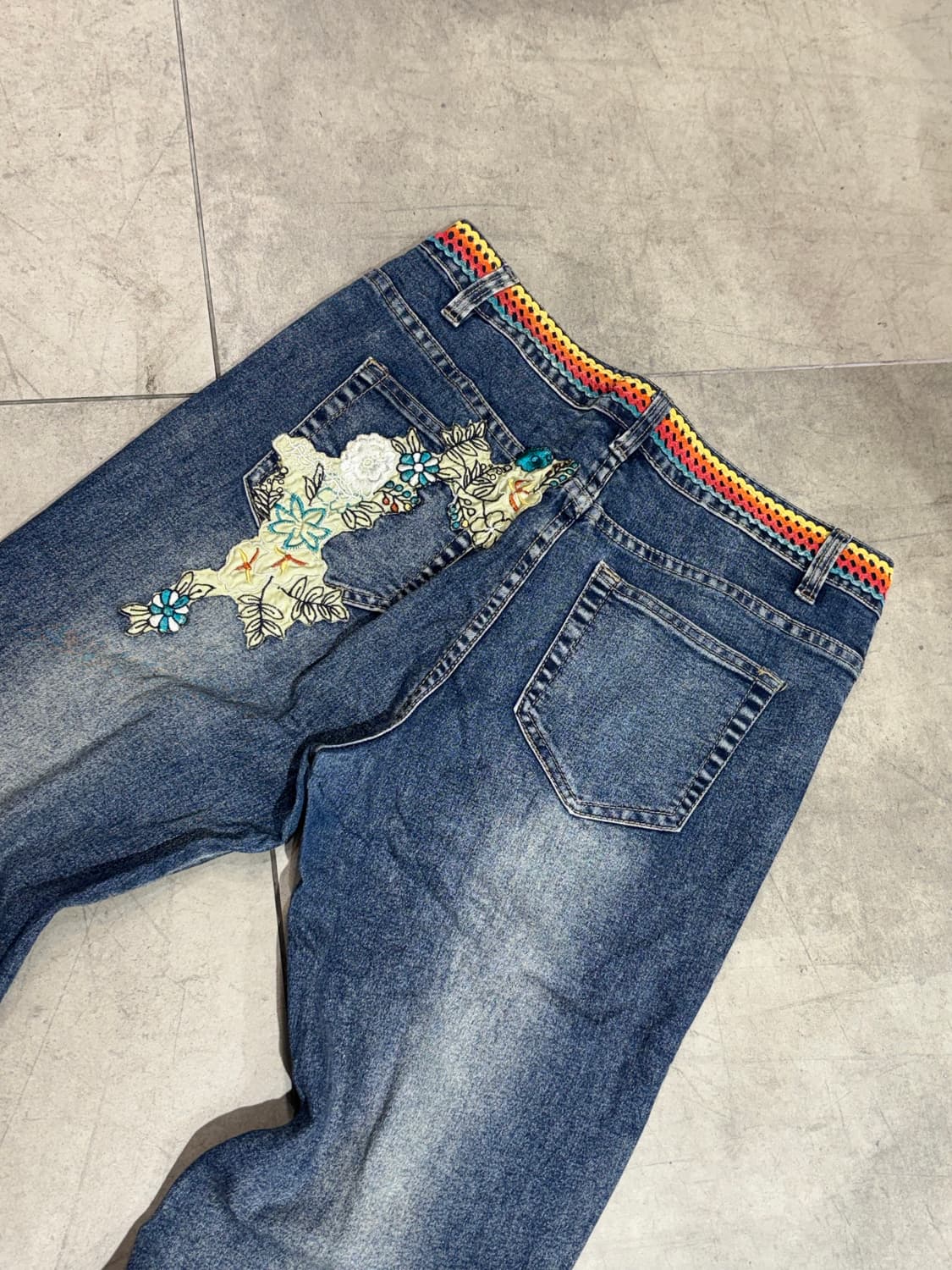 Jie bird 레이스 자수 디테일 데님 팬츠 바지 상품이미지9