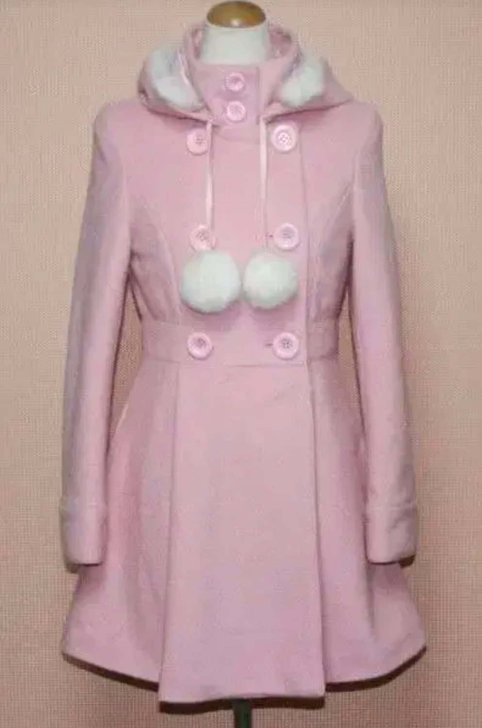 리즈리사 라떼갸루 폼폼 후드 코트 핑크 퍼 상품이미지8