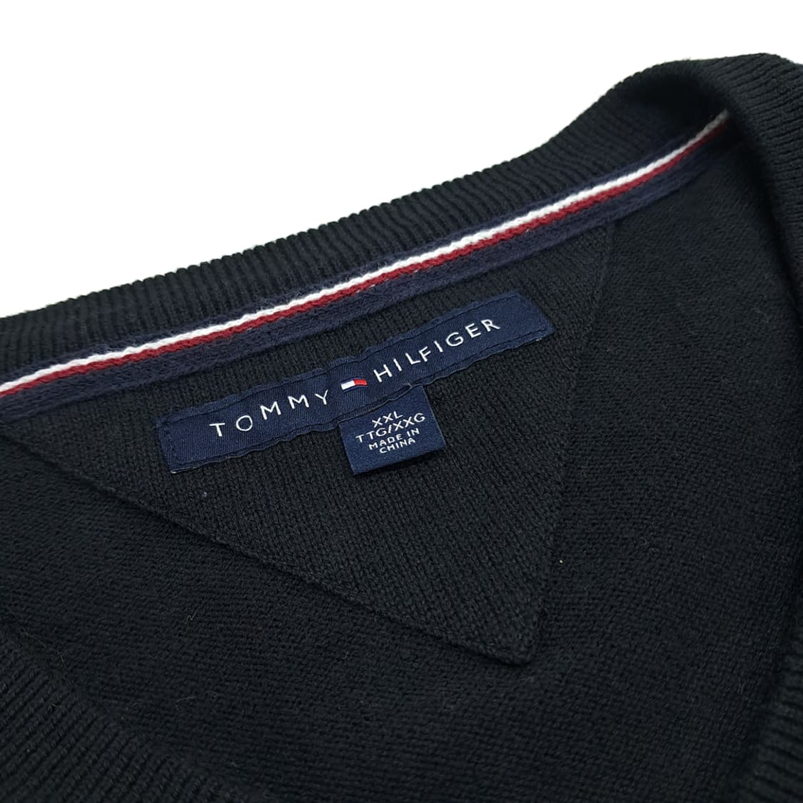 CN706 2XL 타미힐피거 블랙 V넥 니트 스웨터 상품이미지4