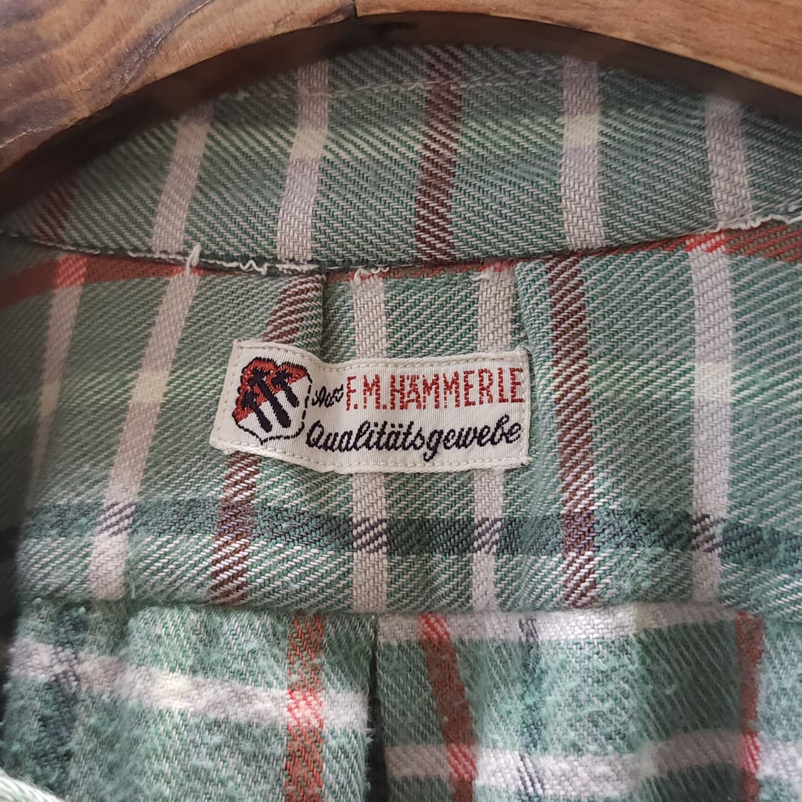 60s 프랑스 워크셔츠 가드너 빈티지 셔츠 그린 체크 롱 튜닉 셔츠 m 상품이미지4