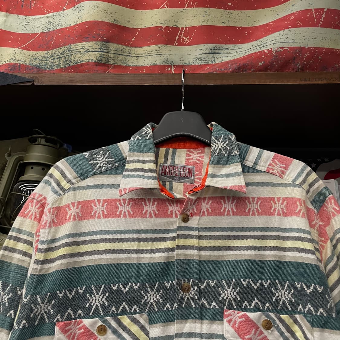 90s 안드레 레오 빈티지 에스닉 패턴 포켓 셔츠 상품이미지3