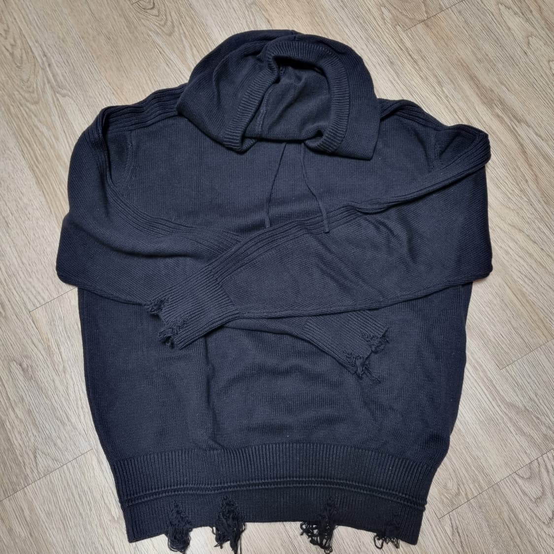 미나브 데미지 니트 후드티 상품이미지1